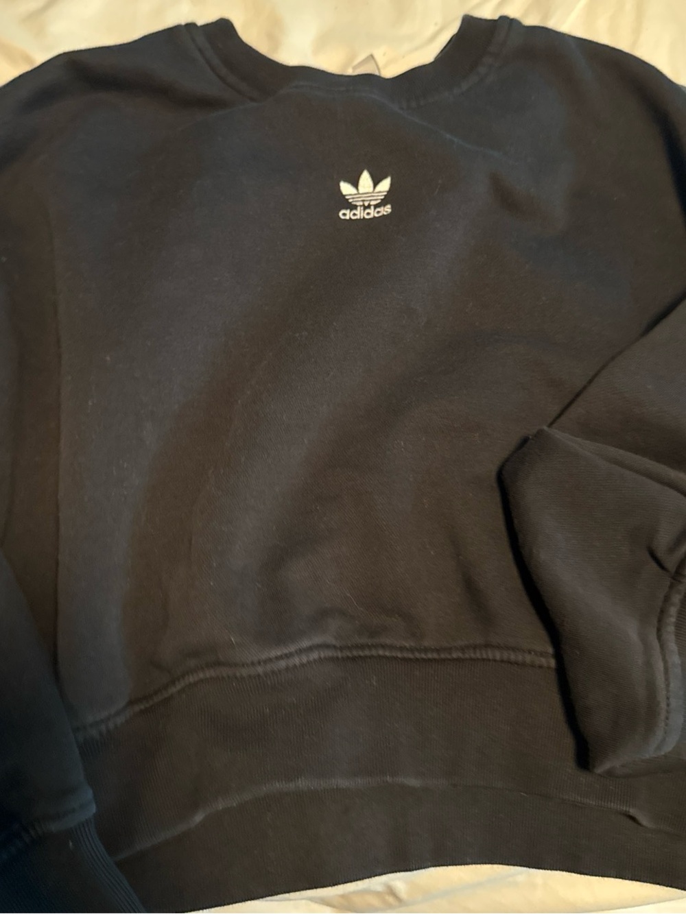 adidas Black Crewneck with Small Trefoil Logo